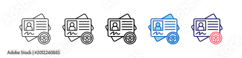 Fotografi Driving License Icon In 5 Different Styles Set Collection.