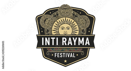 Foto Inti Raymi Festival Logo Emblem with Sun and Inca Symbols