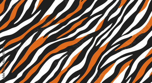 Tiger Stripes Pattern - Orange, Black and White Abstract Animal Print Background