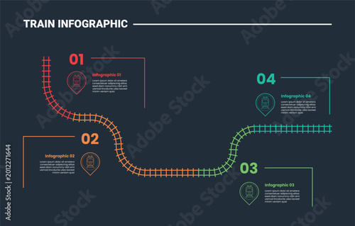Photography Train mass transportation infographic process diagram with railway view from top