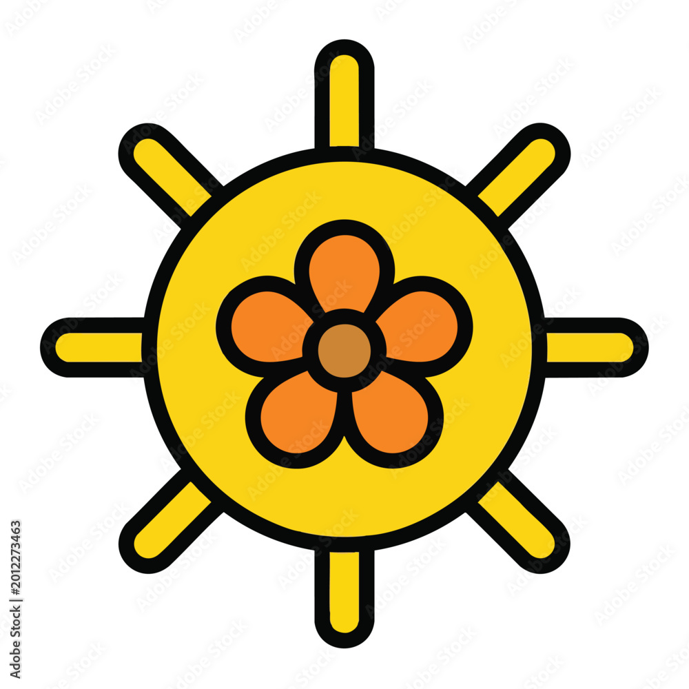 Obraz premium Stylized sun and flower icon design.
