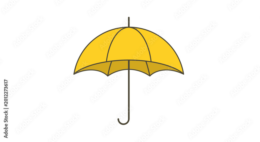 Obraz premium Yellow Umbrella Isolated on White Background, Open, Protection