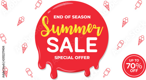 End of Season Summer Sale Promotional Banner, Summer Sale Special Offer Discount Poster