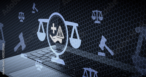 Tableau sur toile Digital health law compliance and medical warning concept represented by glowing