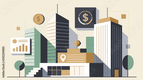 Photography Abstract conceptual illustration showing corporate growth and financial profit, ideal for business presentations and marketing materials