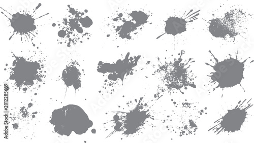 Dirty brush stroke set with liquid splash effects
