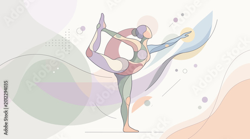 Abstract Yoga Pose Flow Shapes Modern Design
