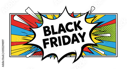 Black Friday Comic Book Style Explosion Banner, Sale, Discount, Shopping, Retail