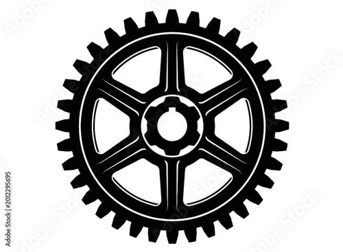 Simple black gear icon for engineering and mechanics
