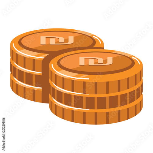 Schilderij op canvas Stack of bronze shekel coins