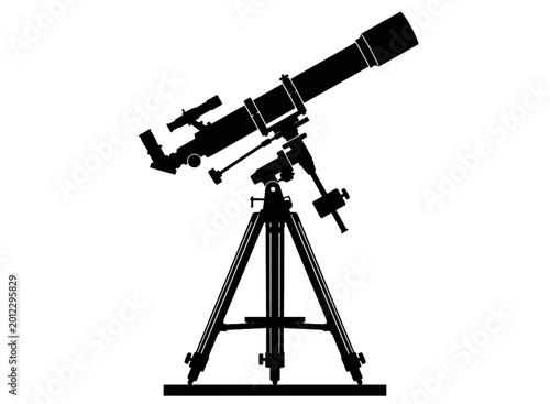 Black silhouette of a telescope on a tripod