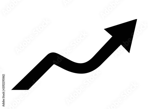 Black rising arrow showing growth and progress