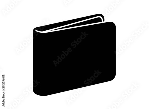 Black leather wallet icon for money and finance