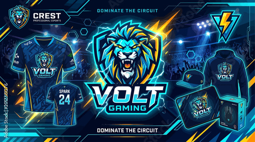 Photos Volt Gaming esports merchandise with lion mascot and apparel, dominate the circu