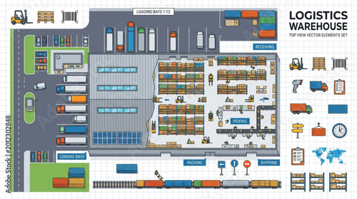 Bild auf Leinwand Logistics warehouse layout design plan.