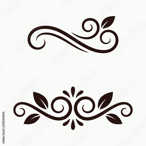 Floral Swirl Ornament Vector Set Elegant Leaf Decorative Divider Elements, ai generated	
