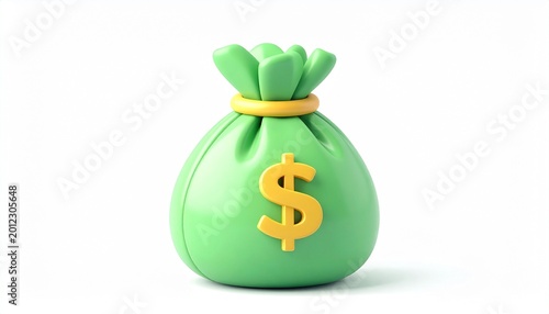 Financial Savings Money Bag 3D Icon Isolated Background