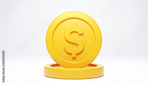 Gold Currency Coin Money Symbol 3D Render Isolated Background