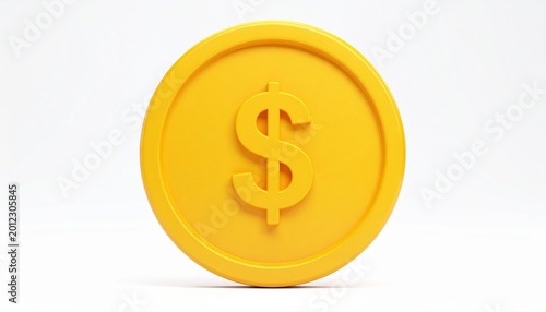 Cute 3D Dollar Coin Icon Illustration Isolated Background