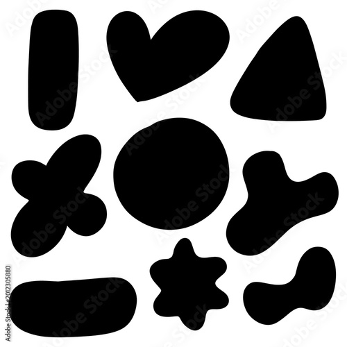 set of black and white abstract shape