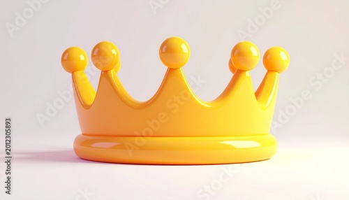 Yellow Royal Crown Badge 3D Illustration Isolated Background