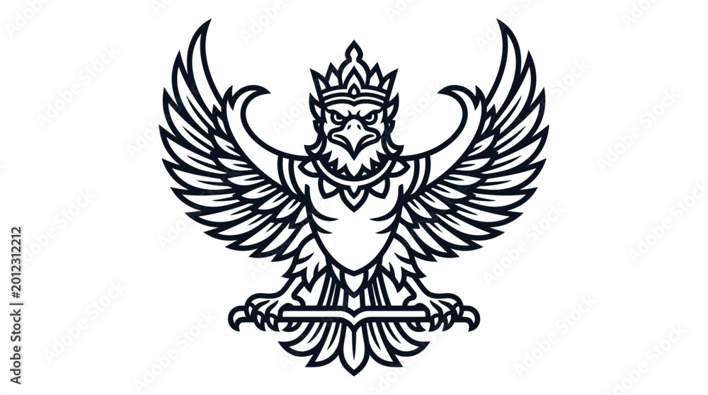 Fototapeta premium Garuda Emblem Logo, Mythical Bird Crest, Indonesia Symbol, Heraldic Creature, National Icon