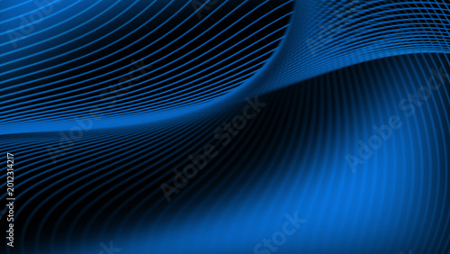Cuadro en lienzo Premium blue and black color gradation with curved lines that intersect each other creates a net effect or three-dimensional texture that gives the impression of depth