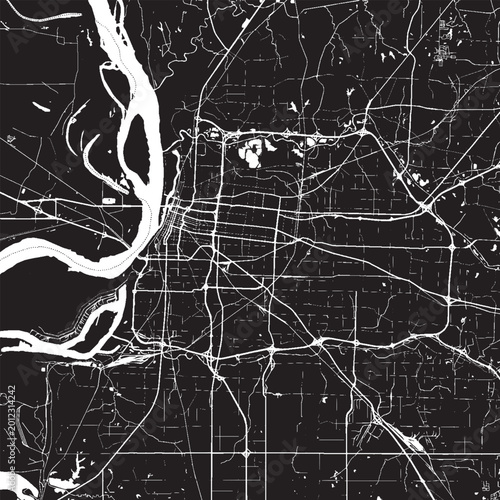 Bild auf Leinwand Memphis Tennessee Vector Map, Detailed City Street Map Black and White Minimalis