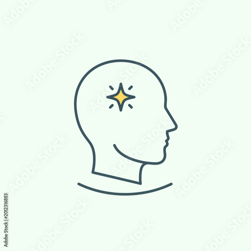 Human Head Silhouette with a Bright Star Symbolizing Insight.