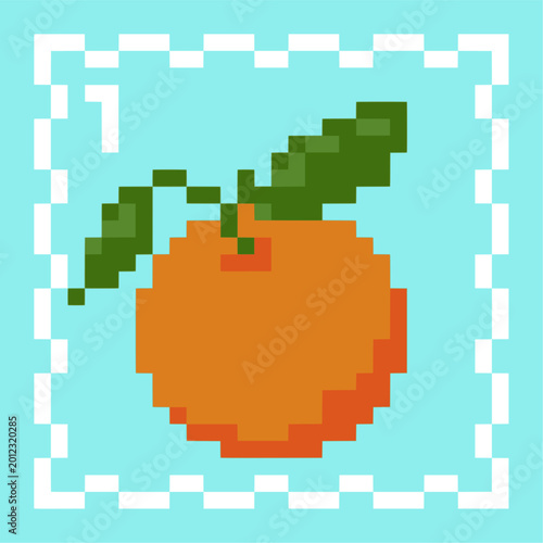 postage stamps in pixel art fruits