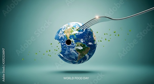 Earth Globe Pierced by Fork World Food Day