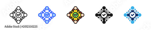 Team Approval Icon Collection With Multiple Styles
