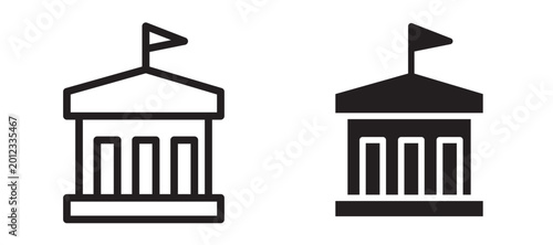 Fotografía City hall building icon In Flat and stroke Style Vector For App, UI, Websites