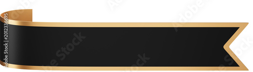 Bild auf Leinwand Black Ribbon Banner with Gold Trim
