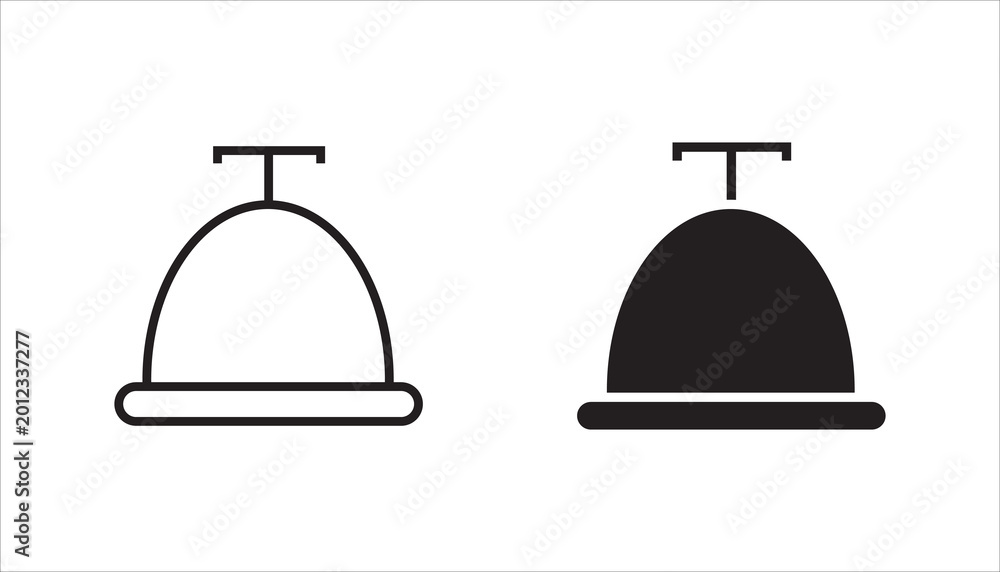 Fototapeta premium Minimal outline hotel service bell icon representing hospitality, reception, concierge, accommodation, customer support, and room service concepts.