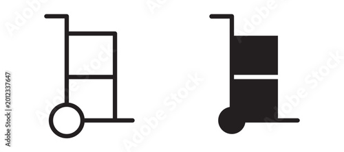Tableau sur toile Hand truck icon In Flat and stroke Style Vector For App, UI, Websites