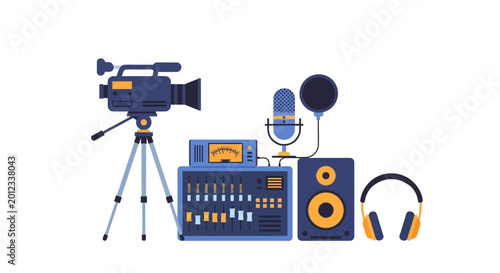 Audio Visual Equipment: Camera, Mixer, Microphone, Speaker, Headphones