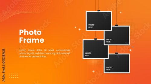 Konstfotografi Four photo frames on orange background design