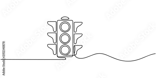 Konstfotografi traffic light continuous one line drawing, Continuous line drawing of traffic li