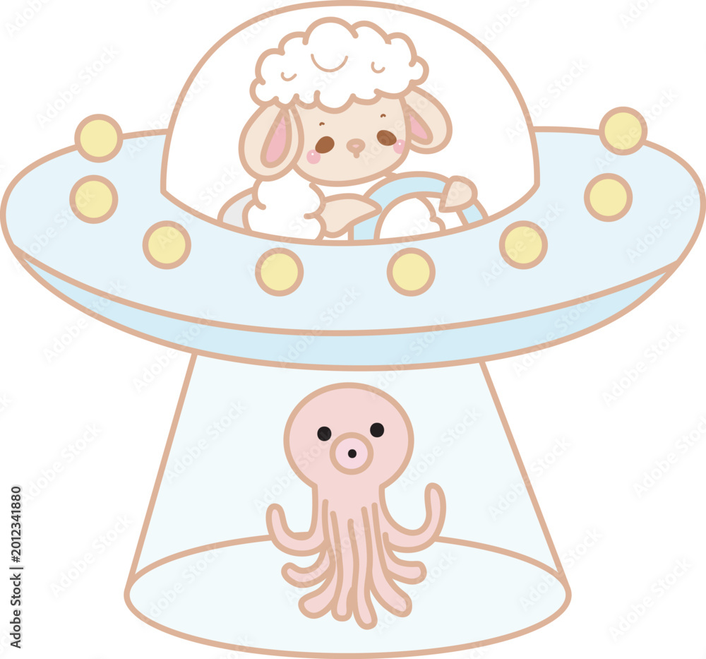 Fototapeta premium Cute sheep hand drawn emotes halloween icon