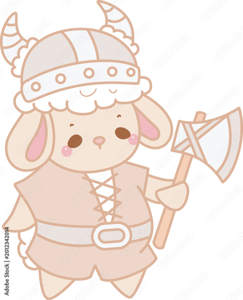 Fototapeta premium Cute sheep hand drawn emotes halloween icon