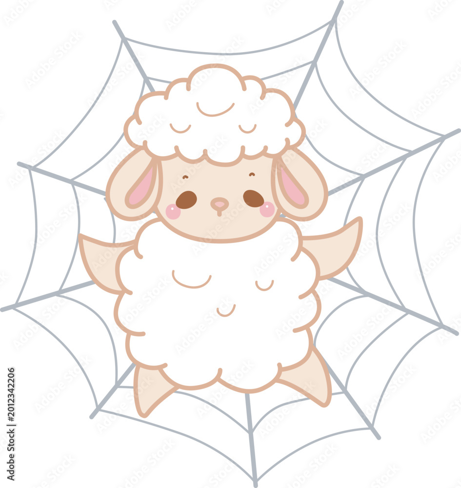 Fototapeta premium Cute sheep hand drawn emotes halloween icon
