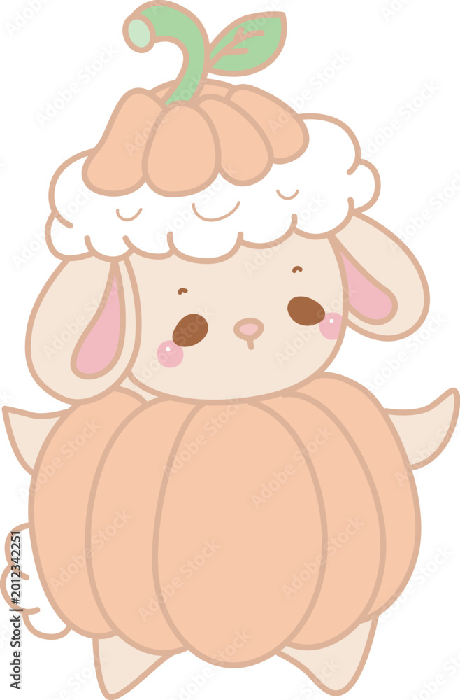 Fototapeta premium Cute sheep hand drawn emotes halloween icon