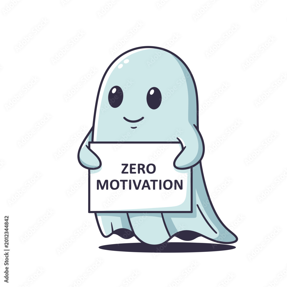 Fototapeta premium Ghost with Zero Motivation Sign