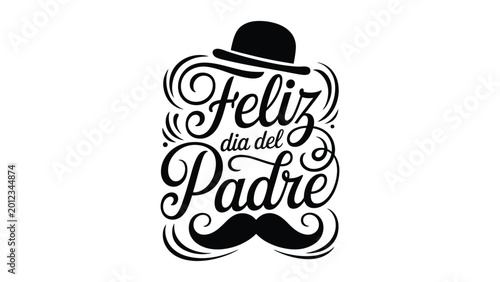 Obraz na plátně Feliz Dia Del Padre Decorative Spanish Fathers Day Typography Illustration With