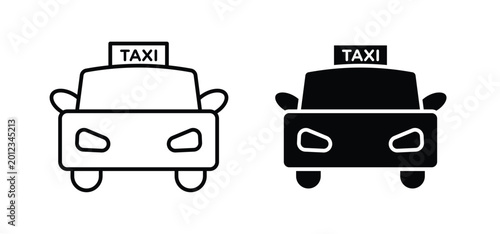 Taxi icon editable stroke outline vectors. EPS10