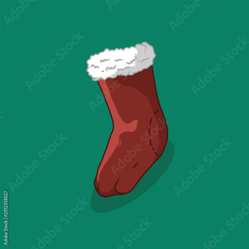 Vector Illustration Decoration Christmas Stocking Red Holiday Sock  Festive Winter