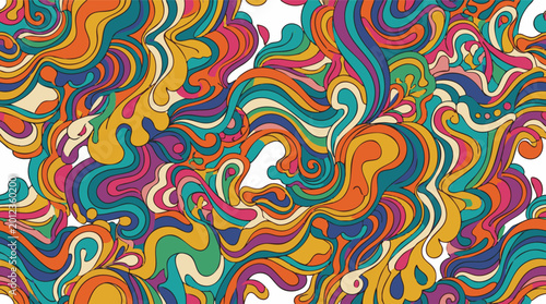 Photos Seamless vector pattern design featuring a vibrant, abstract, and psychedelic wa
