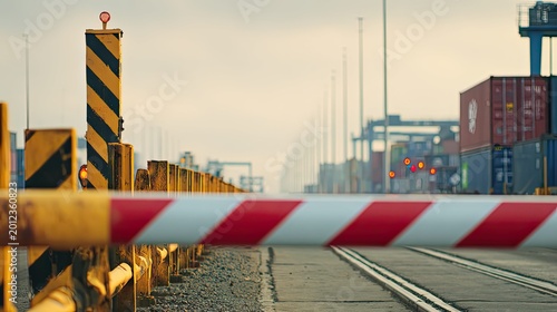 Container terminal barrier managing cargo trade traffic