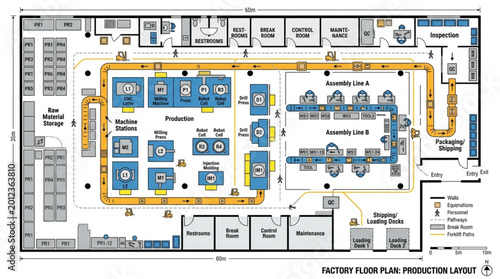 Foto Detailed floor plan for industrial exhibition space layout.